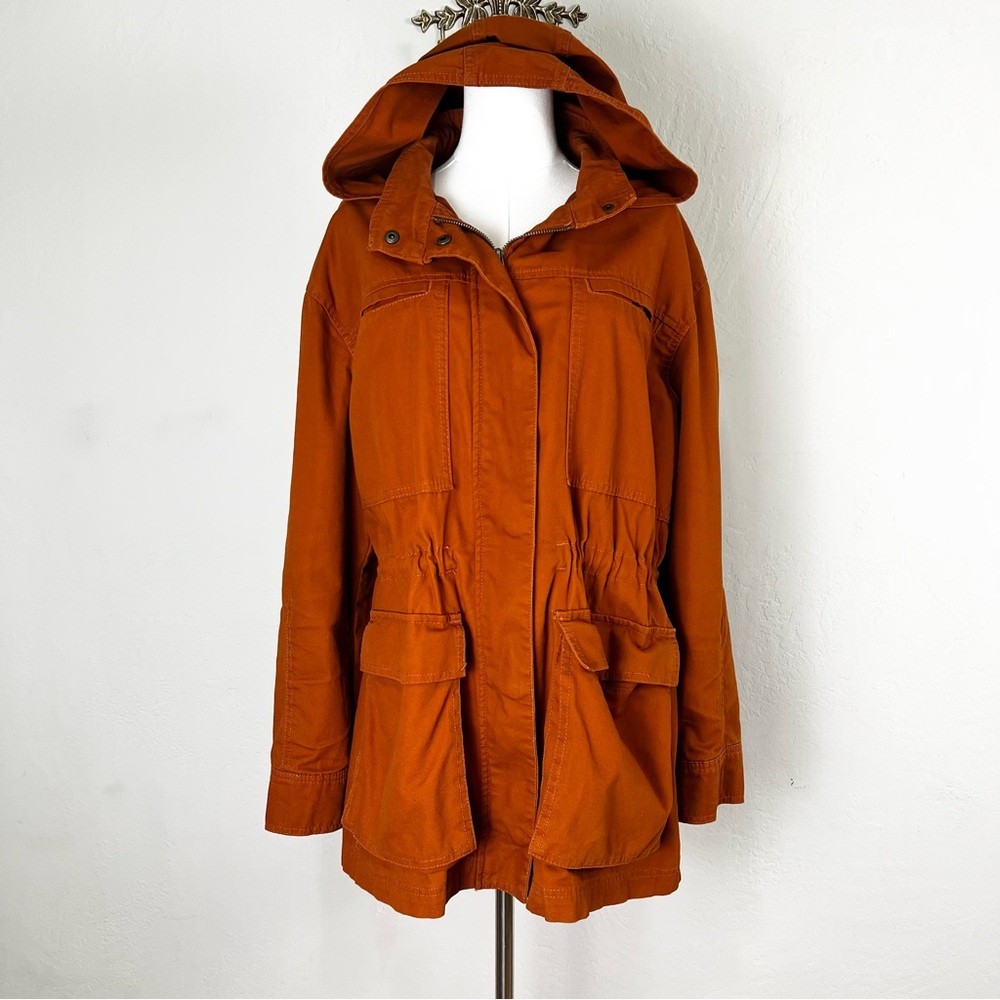 Universal Thread Utility Jacket Brown Size XXL Hooded Drawstring Cinched Waist